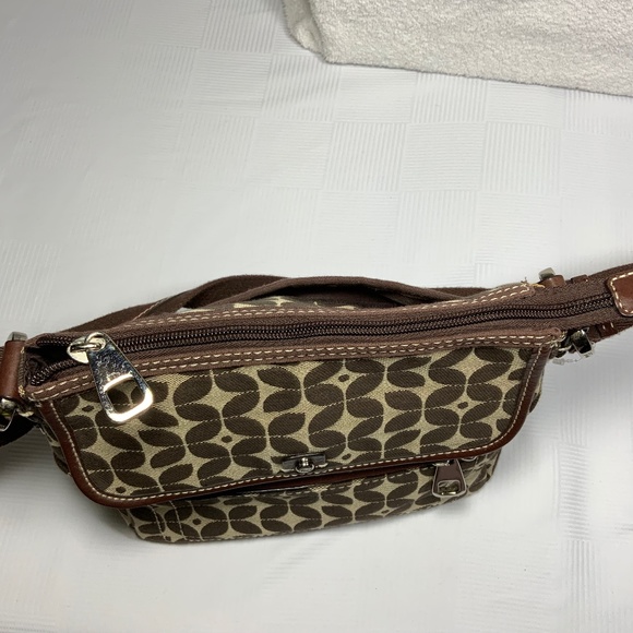 Fossil Brown Logo Canvas Crossbody Shoulder Bag - Picture 6 of 15
